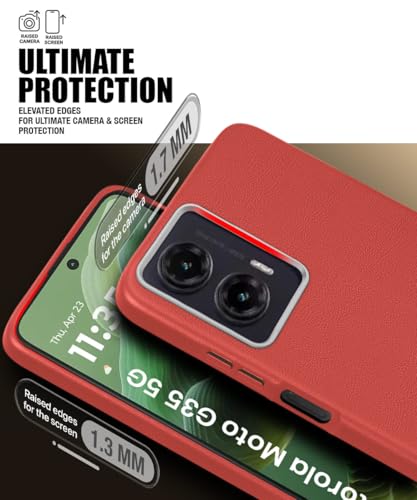 Image of WOW IMAGINE Back Cover for Motorola Moto G35 5G | Ultra Slim Flexible Non-Slip Grip | Inner Fabric | Metal Camera Ring & Lightweight Soft Silicone Mobile Case - Crimson Red