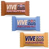 Vive Dark Chocolate Coated Mixed Box Protein Bites - Gluten Free and Vegan - High Fibre Mini Protein Bars - Pack of 21