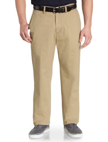 Nautica Men's Big-Tall Big and Tall Cotton Twill Flat Front Pant, True Khaki, 48W 30L - image 1
