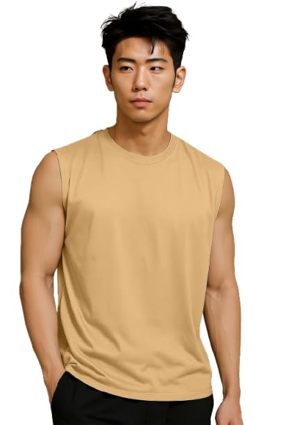 Image of JUGULAR Tank Tops Sleeveless T-Shirt for Men Gym Wear Vest Solid Stylish Round Neck Running for Sports Workout Fitness & Casual or Beach Wear