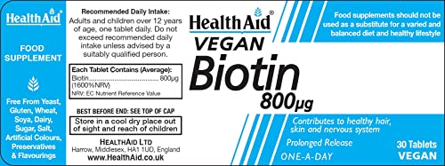 HealthAid Biotin 800g - 30 Tablets