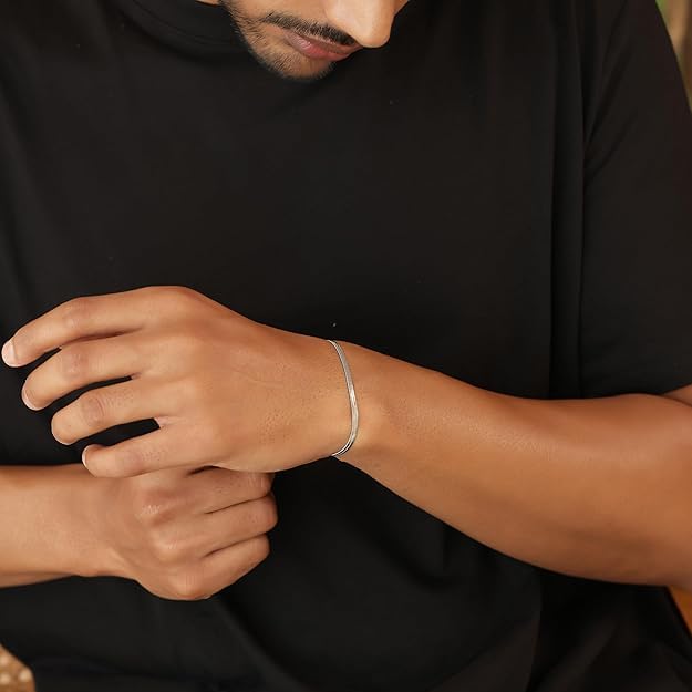 Image of Elegant Snake Chain Bracelet for Men & Women | Premium Finish Flexible Chain Design | Fashion Accessory with Secure Lobster Clasp for Stylish Look