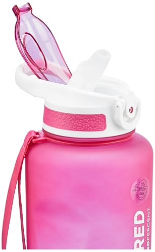 Image of Hundred Goa 1.5 Litre Water Bottle | 1500ml / 52oz | BPA Free | One Key Open Safety Lock | Spill and Leak Proof Sports, Travel, Gym Bottle (Pink /Purple)