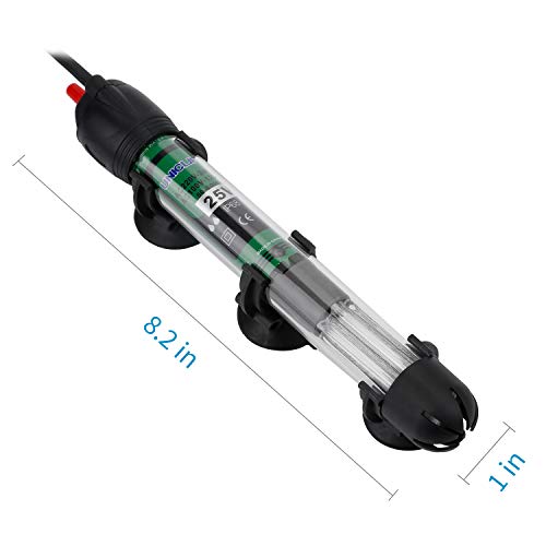 Uniclife - Calentador de acuario ajustable con termómetro de temperatura de 25 W para tanque de peces de 5 galones