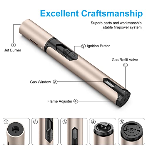 2 Pack, Butane Lighters, Multipurpose Windproof Refillable Gas Torch Lighter, Jet Flame Mini Torch Lighter For Candles, Grills, Fireplaces, Camping. (Butane Not Included) #TOP1