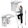 Ceiling Mount Attic Ladder?12-Step?, Retractable Pull Down Attic Staircase with Armrests, Hidden Mount Extension Stairs for Home Garage Storage, 660 lbs Capacity?38.9 × 31.1 inch Opening?