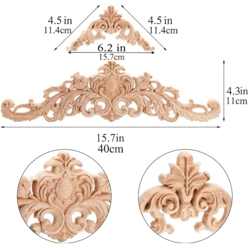 Apliques de madera tallada para muebles molduras de madera sin pintar adornos para puertas 3