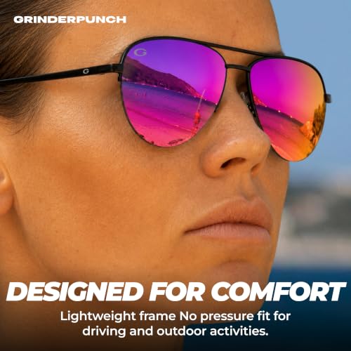 Image of grinderPUNCH Polarized Aviator Sunglasses Men Women 70s Retro Costume UV400 | Polarized UV400 Aviator, 70s Retro Gold Metal Frame, Classic Pilot Style, Costume and Fashion, for Men and Women