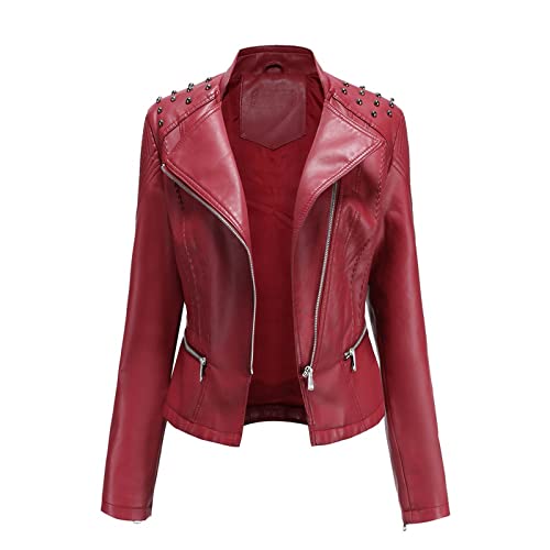 Veste de moto pour femme en rouge ou bleu clair taille L