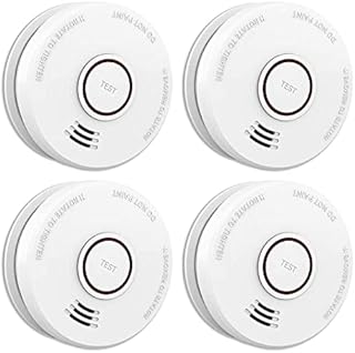 LSHOME 4 Pack Smoke Detector Fire Alarms 9V Battery Operated Photoelectric Sensor Smoke Alarms Easy to Install with Light Sound Warning, Test Button,9V Battery Included Fire Safety for Home Hotel