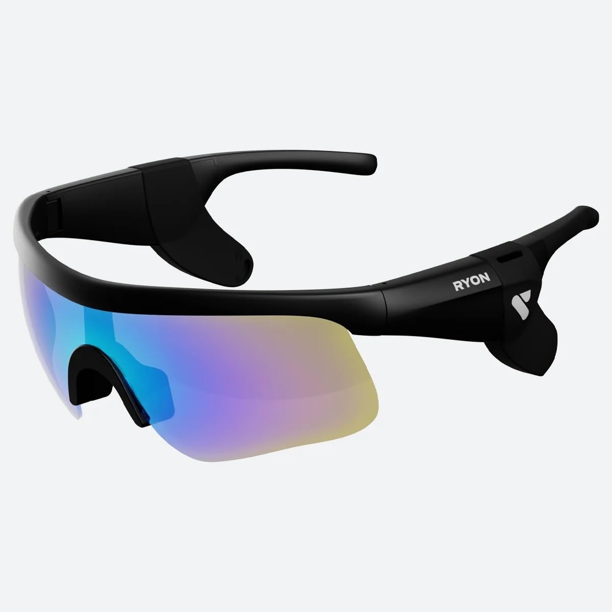 RYON Occhiali da sole Sportivi con BREVETTO EUROPEO Audio Smart Tecnologia VibeFlow™, Bluetooth 5.3, lenti polarizzate UV400, bassi potenziati, struttura impermeabile IPX5