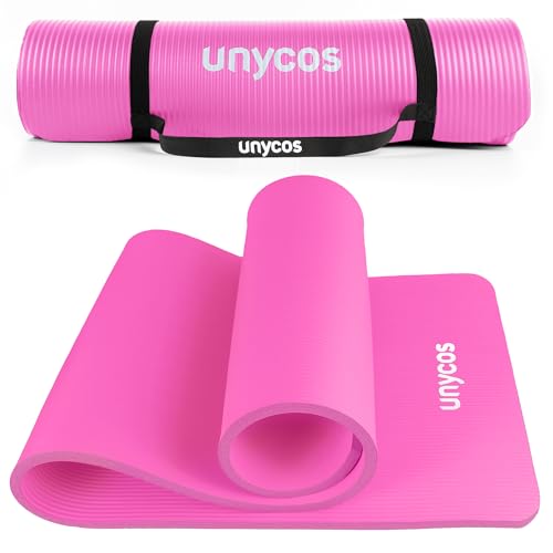 unycos - Gymnastikmatte - Yogamatte Rutschfest【183x60 cm】NBR 10 mm Dicke | Inkl. Tragegurt und E-Book mit Übunge, Sportmatte Ungiftig für Fitness, Pilates & Gym, Home Sport (Dunkelrosa) unycos - Gymnastikmatte - Yogamatte Rutschfest【183x60 cm】NBR 10 mm Dicke | Inkl. Tragegurt und E-Book mit Übunge, Sportmatte Ungiftig für Fitness, Pilates & Gym, Home Sport (Dunkelrosa)