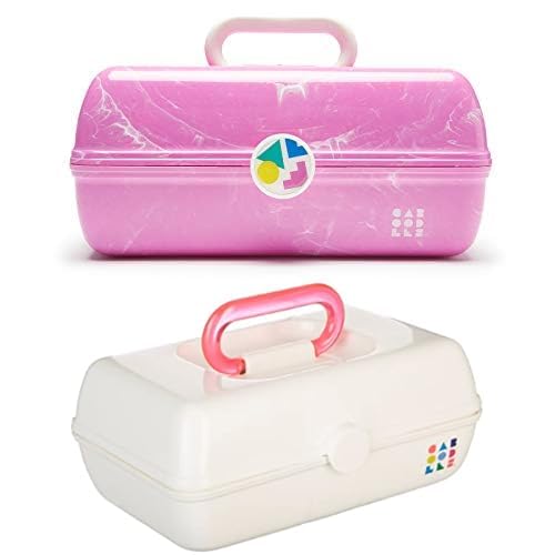 Image of Bundle of Caboodles On-The-Go Girl Case, Pink Rose, + Caboodles Pretty in Petite Makeup Box, White on White