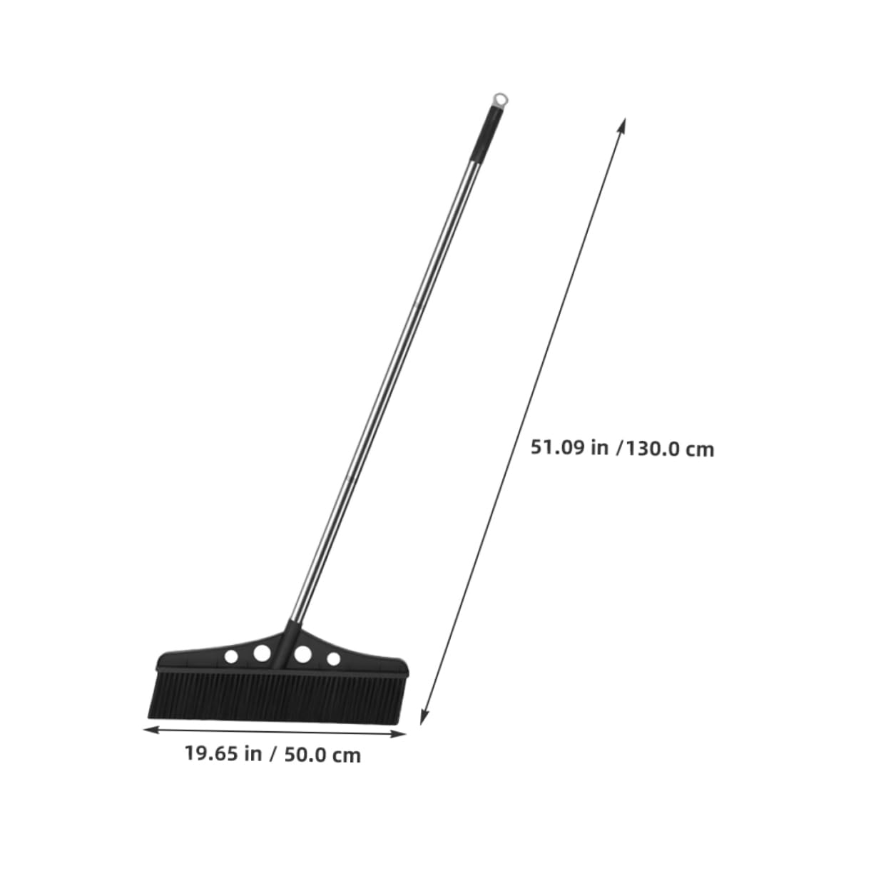Escoba Desmontable Negra para Patio con Mango Ergonómico y Cepillo de Nylon Resistente para Limpiar Jardines, Terrazas y Entradas de Vehículos