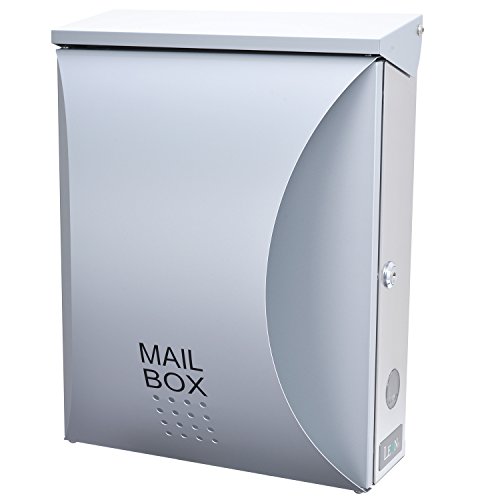 LEON (レオン) MB5207 郵便ポスト 壁掛けタイプ ステンレス製 鍵付き おしゃれ 大型 ポスト 郵便受け (マグネット付き) シルバー