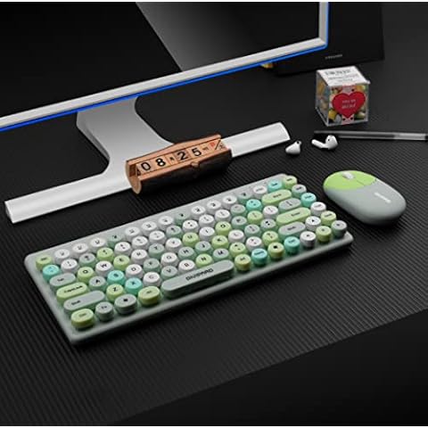 MUARRON Wireless Keyboard and Mouse-Candy Color 86-Key Keyboard-Keyboard and Mouse Share a 2.4G USB Receiver-Battery Driven, Battery not Included (green) Cover