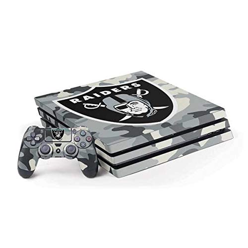 Skinit Decal Gaming Skin Compatible with PS4 Pro Console and Controller Bundle - Officially Licensed NFL Las Vegas Raiders Camo Design