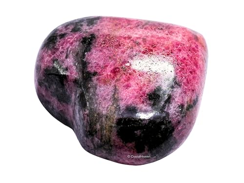 Image of Crystal Heaven Rhodonite Crystal Heart Palm Pebbles Stones For Anxiety Stress Relief Massage - Aaa Grade Original Healing Gemstone Agate Heart Palm Stone For Yoga Meditation Spiritual