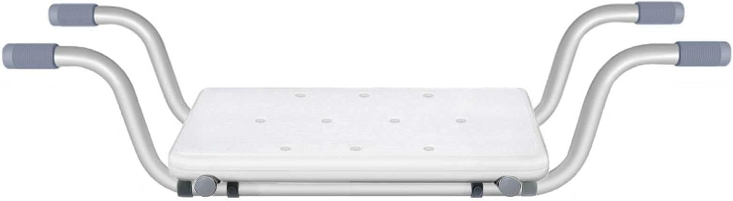 Heavy Duty Bath Bench Seat, Suspended Bath Tub Shower Chair Aluminum Alloy Bathtub Benches Bathing Seat for Elderly Adults Seniors Disabled or Injured, Length Adjustable Universal, 260LBS Load