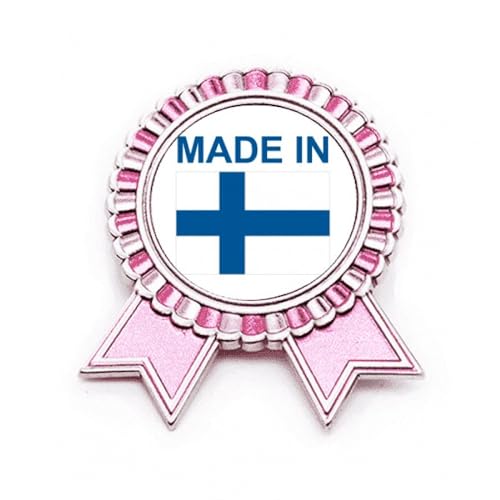Broche rose Finland Country Love en métal taille M pour vêtement