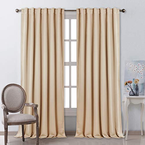 NICETOWN Window Treatment Room Darkening Draperies - (Biscotti Beige Color) 52 Width X
