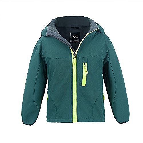M2C Boys Hooded Winter Windbreaker Softshell Jacket Fleece Lined Jackets, Green, 4T