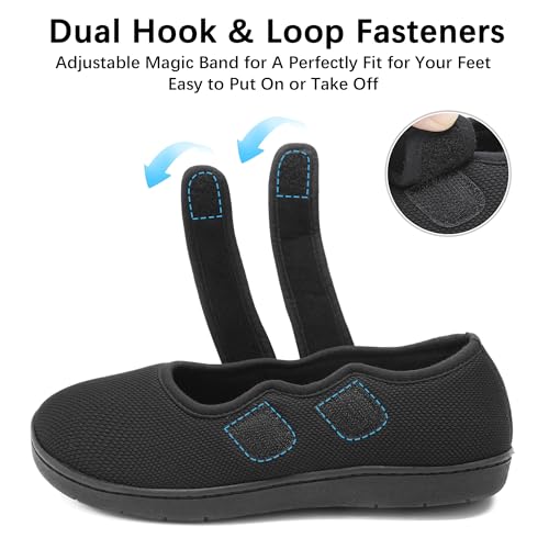 Bigwow Women's Walking Shoes Wide Diabetic Shoe Adjustable Slip On Soft House Slipper with Memory Foam Non Slip Indoor Outdoor Barefoot Casual Sneakers4