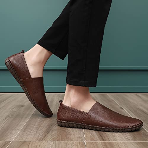 Image of Men's Genuine Leather Loafer Shoes Slip On Soft Walking Driving Shoes