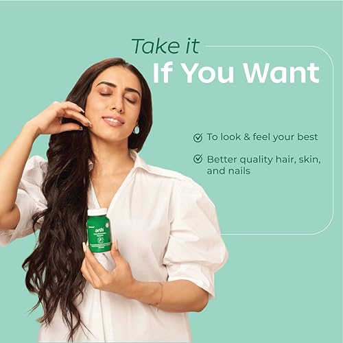Image of Arth Biotin Capsules For Hair Growth, Skin & Nails - 60 Veg Capsules for Men & Women | Vitamin A, B, D3, Folic Acid, Keratin Builder & Hyaluronic Acid | Supplement For Healthy Hair, Nails & Skin