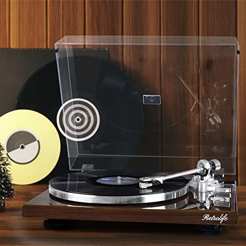 Retrolife® Vinyl Record Player with BT Wireless Output,Bark Brown Turntable - image 9