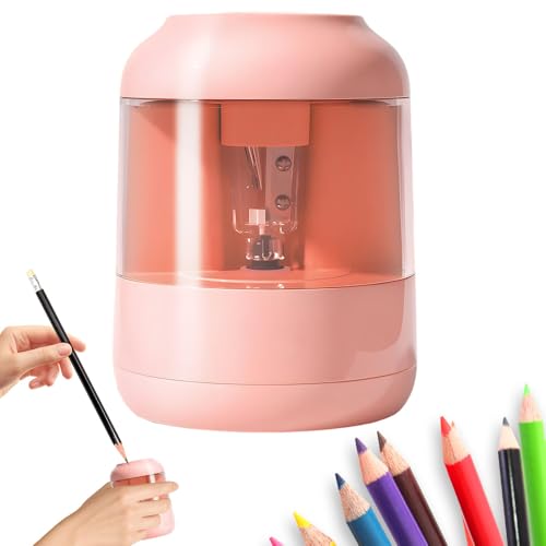 Electric Pencil Sharpener, Automatic Pencil Sharpener,Compatible Pen Diameter: 6.9Mmï¿½8Mm,Shape: Round, Triangular, Hexagonal (Pink)