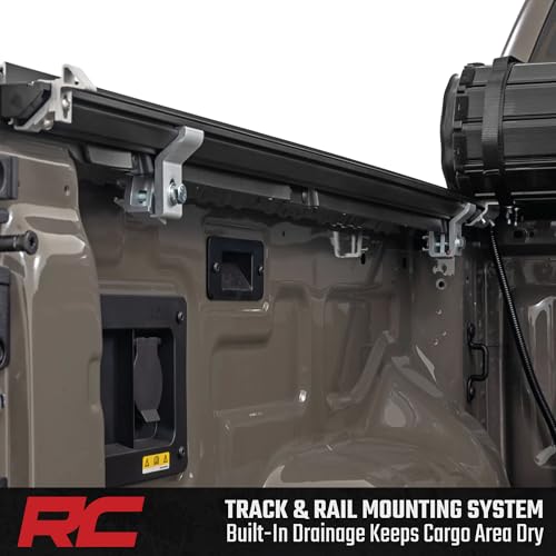 Image of Rough Country Hard Roll-Up Tonneau Cover for Ford Ranger (2024-2026) - Aluminum Truck Bed Cover, Fits 5' Bed