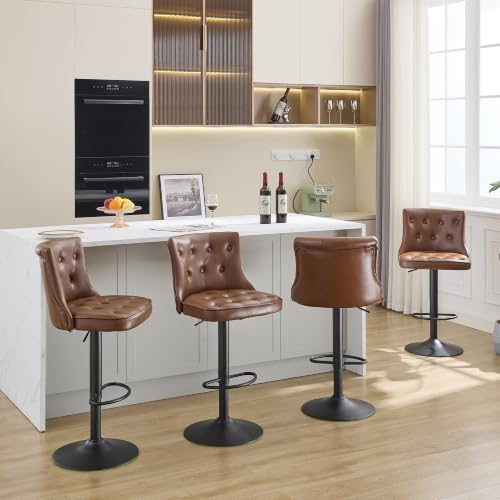 Image of FIRAVOE Counter Height Bar Stools Set of 4, Swivel Barstools with Back