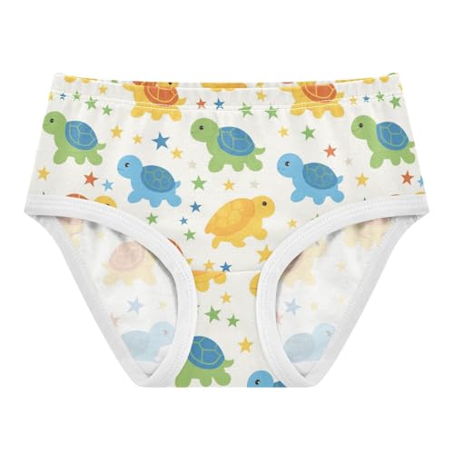 Wusikd Cute Turtles Girls' Underwear Cotton Colorful Stars Girls Briefs Soft Toddler Underwear 2T