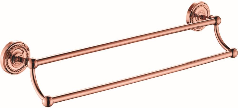 Wall Hanging Ring Antique Rose Gold Bathroom Hardawre Accessories Set Round Base Polished Solid Brass Bath Shelf,Toilet Paper Holder (Double Towel Bar)