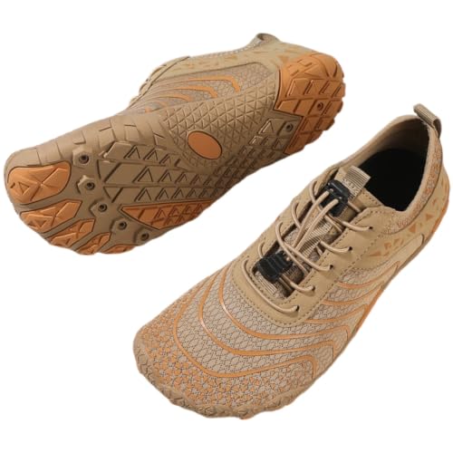 Treer Zapatos de Agua, Zapatos Deportes Acuáticos Antideslizante Barefoot Shoes Zapatillas de Minimalistas Secado Rápido Zapatillas para Exterior Interior (T12 Caqui,45)