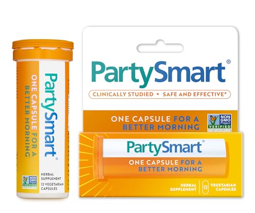 Himalaya PartySmart, 12 Capsule Tube - Alcohol Breakdown Liver Support for a Better Morning After Drinking - Plant Based, Vegan, Non-GMO, Gluten Free, Clinically Studied