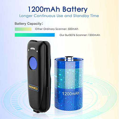 Nadamoo Wireless Barcode Scanner Compatible With Bluetooth Function, 2.4G Wireless & Wired 3-In-1 Bar Code Scanner Portable Usb Ccd Reader, Work With Tablet Iphone Ipad Android Windows Mac Os #TOP4
