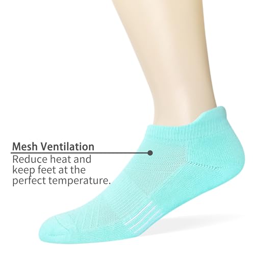 Image of Women's & Men's Breathable Athletic Running Low Cut Socks Cotton Cushioned Ankle Tab Socks, 5 Pairs