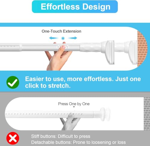 Image of White Closet Rods For Hanging Clothes,41-87 In heavy duty tension rod