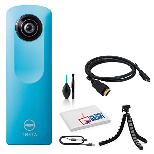 Ricoh Theta m15 Spherical VR Digital Camera (Blue) (Intl Model) Starter Kit