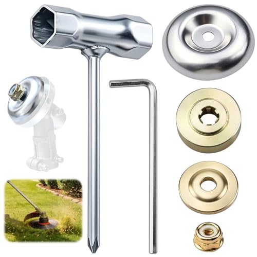 6 Pièces Tete Debroussailleuse Universelle Kit Fixation Écrou Lame Boîte, Brosse Metallique Debroussailleuse Accessoires pour Tondeuse à Gazon et...