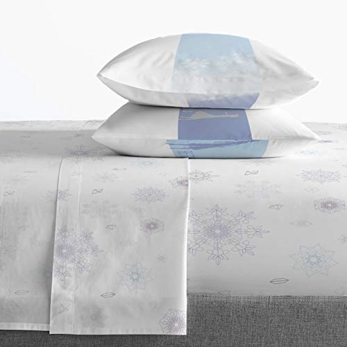 Image of Disney Frozen Elsa Full Comforter Set 7 Piece Kids Princess Bedding, Blue | Bed in a Bag, Comforter Sheets Shams Pillowcases, Official Brand, Soft Microfiber, Machine Washable, Girls Gift