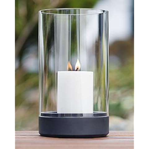 WERKBETON - Beton Windlicht Luisa Größe L Schwarz | garantierter Blickfang | Einzeln oder 3er Set | Geschenk Highlight | passgenaues Glas Cover