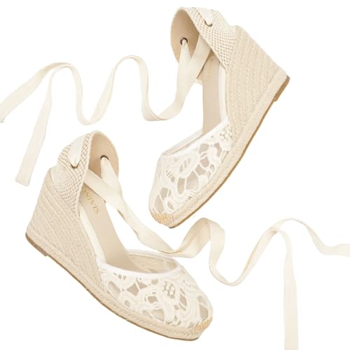 Image of Women's Espadrille Wedge Sandals Closed Toe Lace-Up Shoes