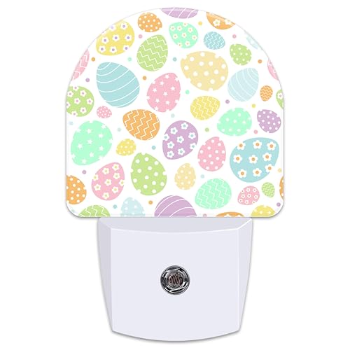 Image of Easter Eggs and Flowers Night Light for Kids,Colorful Easter Eggs Daisies Plug in Night Light with Dusk to Dawn Sensor, 0.5w Energy Saving Nightlight for Hallway Stairway Kitchen Bedroom