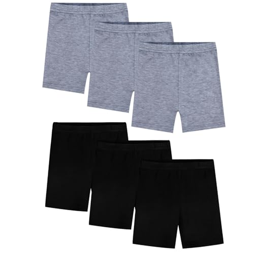 La mejor selección de Ropa interior deportiva para Niña los 5 mejores. 41 BOOPH - Pantalones cortos de bicicleta transpirables para niñas, para ropa interior deportiva de 2 a 10 años, Black Gray 6 Pack, 4-5T