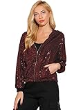Allegra K Women's Holographic Party Shimmering Shiny Lightweight Zipper Hooded Metallic Jacket Large Black Red-Sequin