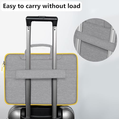 Image of Hseok Laptop Shoulder Bag 13 13.3 14 Inch Case Compatible with MacBook Pro /Neo 14 inch M5 /M4 /M3 /M2 /M1,Mac Air /pro /Neo 13 inch and Most 13 13.3 14 Notebooks,Spill-Resistant Briefcase,LT Gray & LT Yellow
