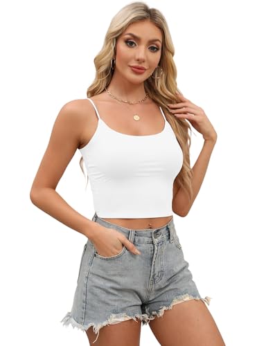 Image of Buauty 2 & 4 Packs Crop Tank Top for Women, Basic Solid Cropped Double Layer Spaghetti Strap Short Sleeveless Camisole